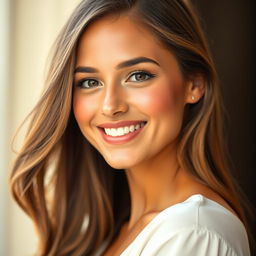 A beautiful woman with a charming dimple in her cheek, showcasing a radiant smile