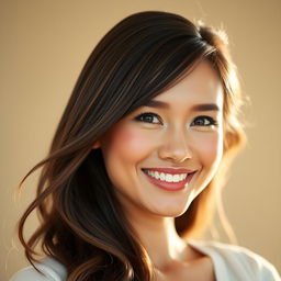A beautiful woman with a charming dimple in her cheek, showcasing a radiant smile