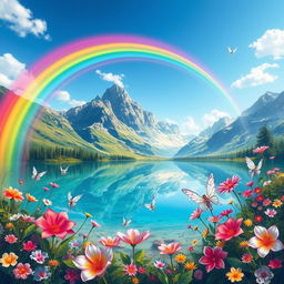 A beautiful fantasy landscape featuring vibrant colors and mystical elements