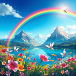 A beautiful fantasy landscape featuring vibrant colors and mystical elements