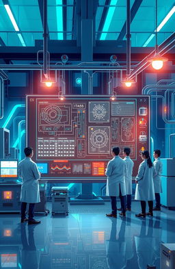 A visually captivating illustration of a control system displayed in a modern, high-tech environment