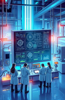 A visually captivating illustration of a control system displayed in a modern, high-tech environment