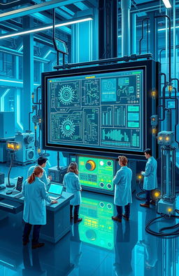 A visually captivating illustration of a control system displayed in a modern, high-tech environment