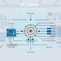 An educational and detailed illustration of a DC motor control system displayed in a clear, informative manner