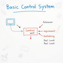 A simplified and clear illustration of a basic control system, designed for educational purposes