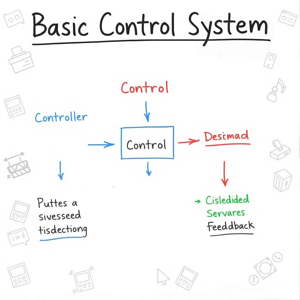 A simplified and clear illustration of a basic control system, designed for educational purposes