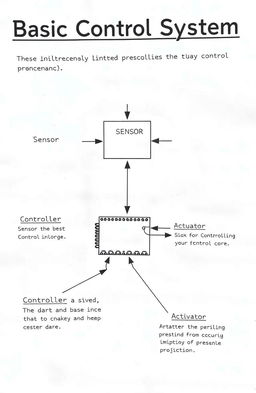 A detailed diagram of a basic control system, showcasing key components such as a sensor, controller, and actuator