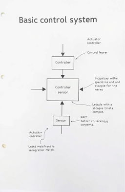 A detailed diagram of a basic control system, showcasing key components such as a sensor, controller, and actuator