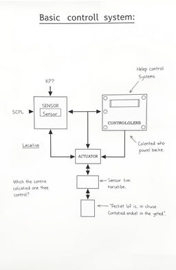 A detailed diagram of a basic control system, showcasing key components such as a sensor, controller, and actuator