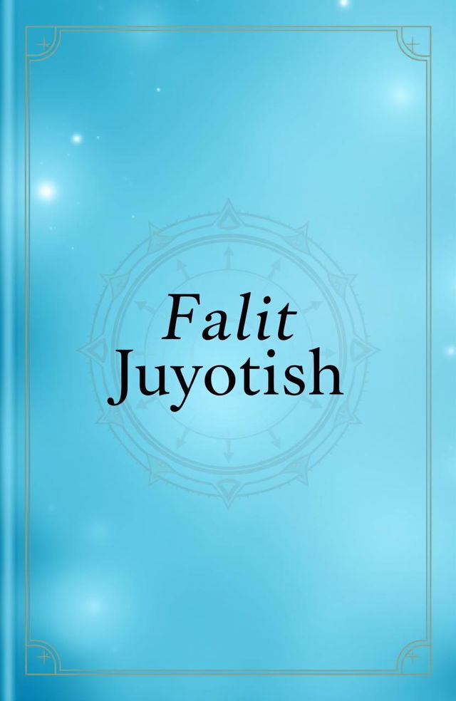 A book cover design for a jyotish (astrology) publication, featuring a serene bluesky color background