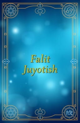 A book cover design for a jyotish (astrology) publication, featuring a serene bluesky color background