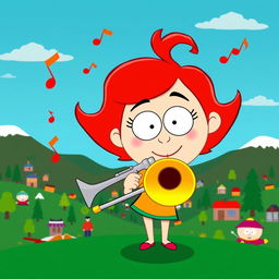 A cartoon character inspired by Sophie Gray from a fun, comedic animation-style show like South Park