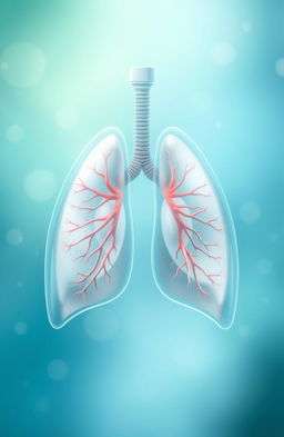 An artistic representation illustrating human lungs, detailed in a medical style