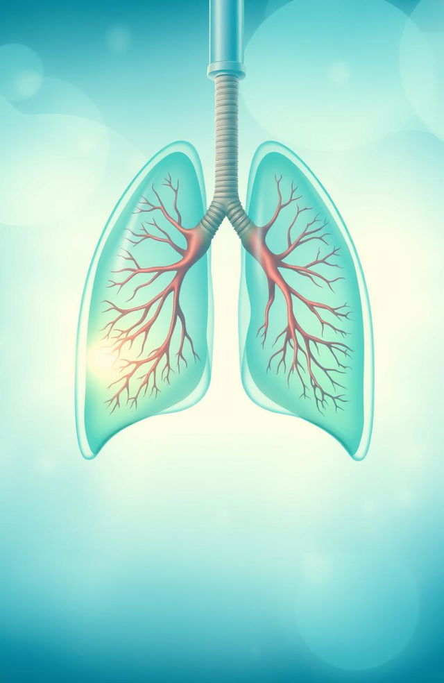 An artistic representation illustrating human lungs, detailed in a medical style