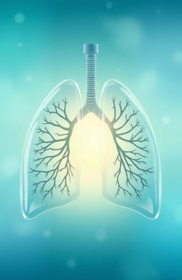 An artistic representation illustrating human lungs, detailed in a medical style