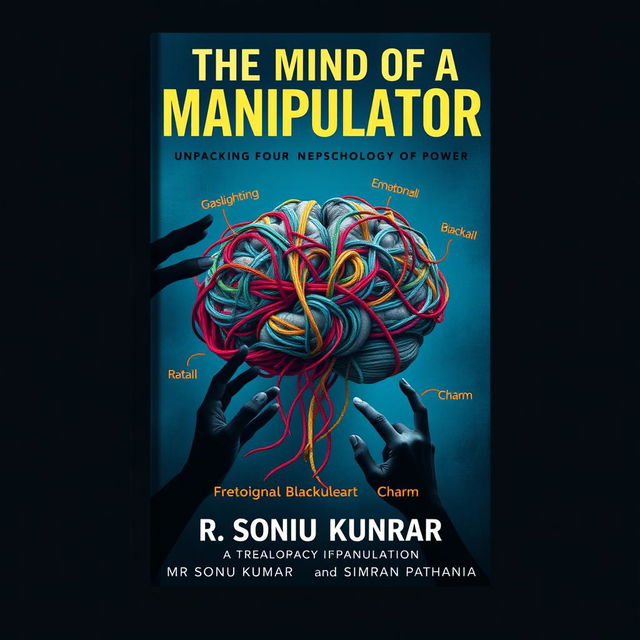 A visually striking book cover design titled 'The Mind of a Manipulator: Unpacking the Psychology of Power' by Mr