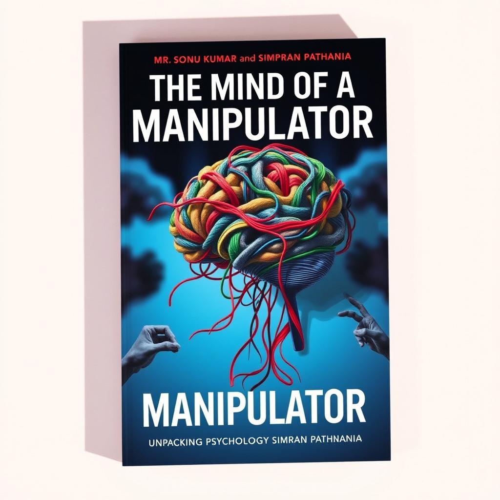 A visually striking book cover design titled 'The Mind of a Manipulator: Unpacking the Psychology of Power' by Mr