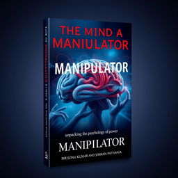 A visually striking book cover design titled 'The Mind of a Manipulator: Unpacking the Psychology of Power' by Mr