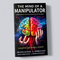 A visually striking book cover design titled 'The Mind of a Manipulator: Unpacking the Psychology of Power' by Mr