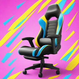 A 32K resolution image depicting a sleek gaming chair product shot, inspired by the vibrant and playful aesthetics of Fortnite