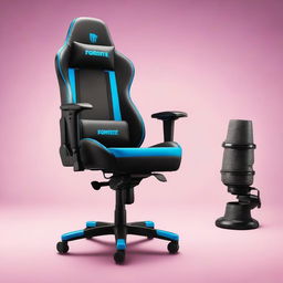 Capture a 32K resolution, 200mm product editorial photograph of a gaming chair, heavily influenced by Fortnite's vibrant and dynamic style