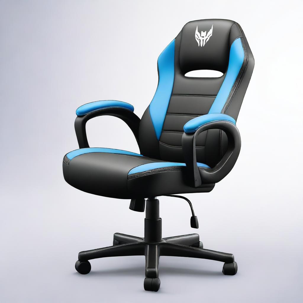 Create a crisp 32k HD product photograph featuring a gaming chair adorned with striking Fortnite-style artwork.