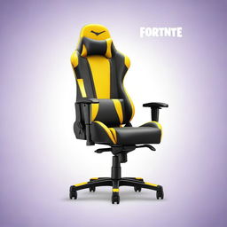 Create a crisp 32k HD product photograph featuring a gaming chair adorned with striking Fortnite-style artwork.