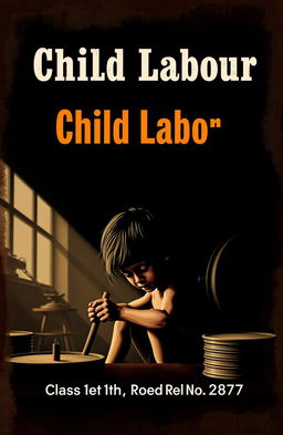 A visually striking cover design for an English ASL project on child labour, featuring symbolic imagery that represents the theme