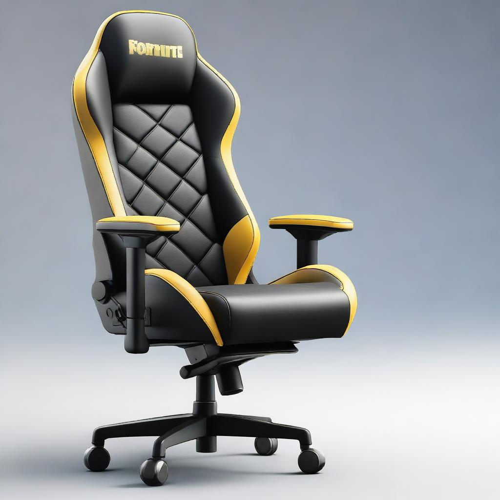 An epic, Fortnite inspired gaming chair in a product editorial style, modeled with high-end 32K HD textures and attention to detail