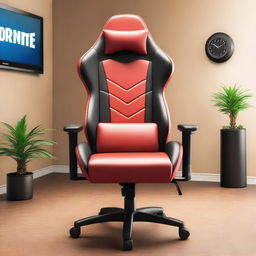 An epic, Fortnite inspired gaming chair in a product editorial style, modeled with high-end 32K HD textures and attention to detail