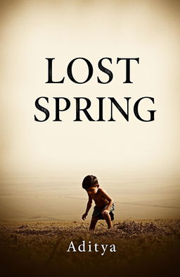 A book cover design for a project on child labour, titled 'Lost Spring', written by Aditya