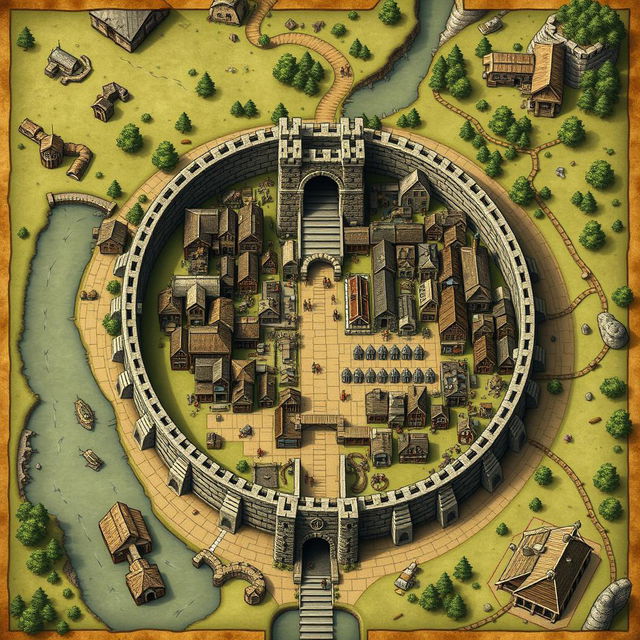 A highly detailed map of South Neverwinter, showcasing its iconic stone wall and sewer entrance