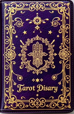A luxurious and mystical Tarot diary cover design, beautifully illustrated with intricate details