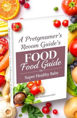 A beautifully designed book cover featuring the title "A Pregnant Mother's Food Guide for a Super Healthy Baby" and the author name "By: Halindimana Jabel" prominently displayed
