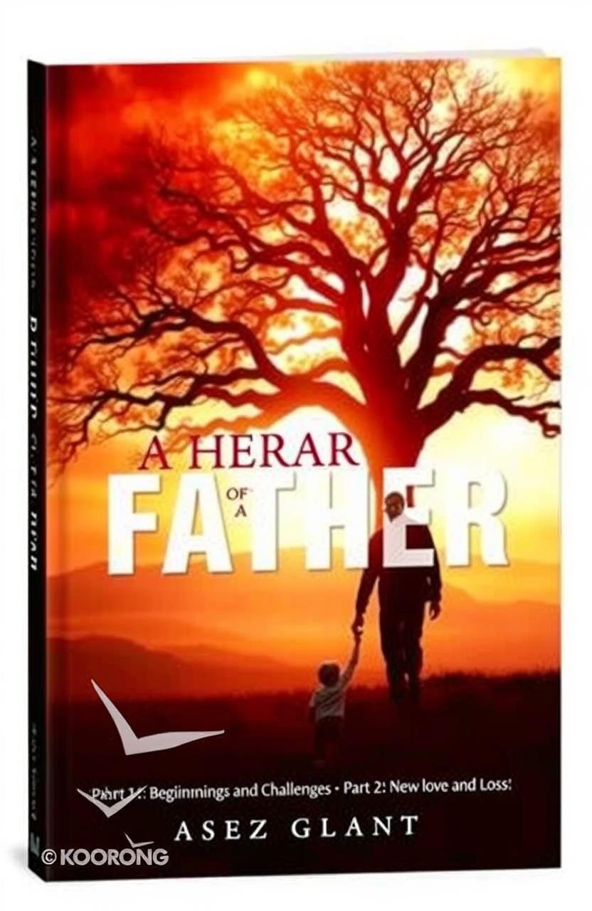 A visually captivating book cover for 'A HEART OF A FATHER' featuring an emotional and reflective scene