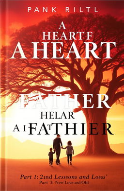 A visually captivating book cover for 'A HEART OF A FATHER' featuring an emotional and reflective scene