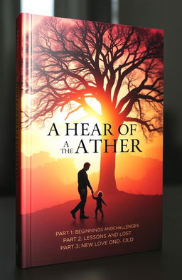 A visually captivating book cover for 'A HEART OF A FATHER' featuring an emotional and reflective scene