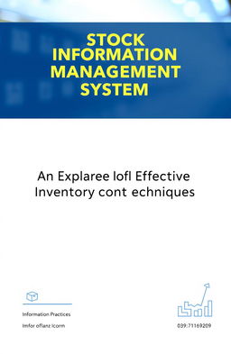 An academic project cover page for a report on Information Practices with the theme 'Stock Management System'