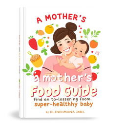 A visually appealing cover design for a baby food guide titled 'A Mother's Food Guide for a Super-Healthy Baby' by Halindimana Jabel