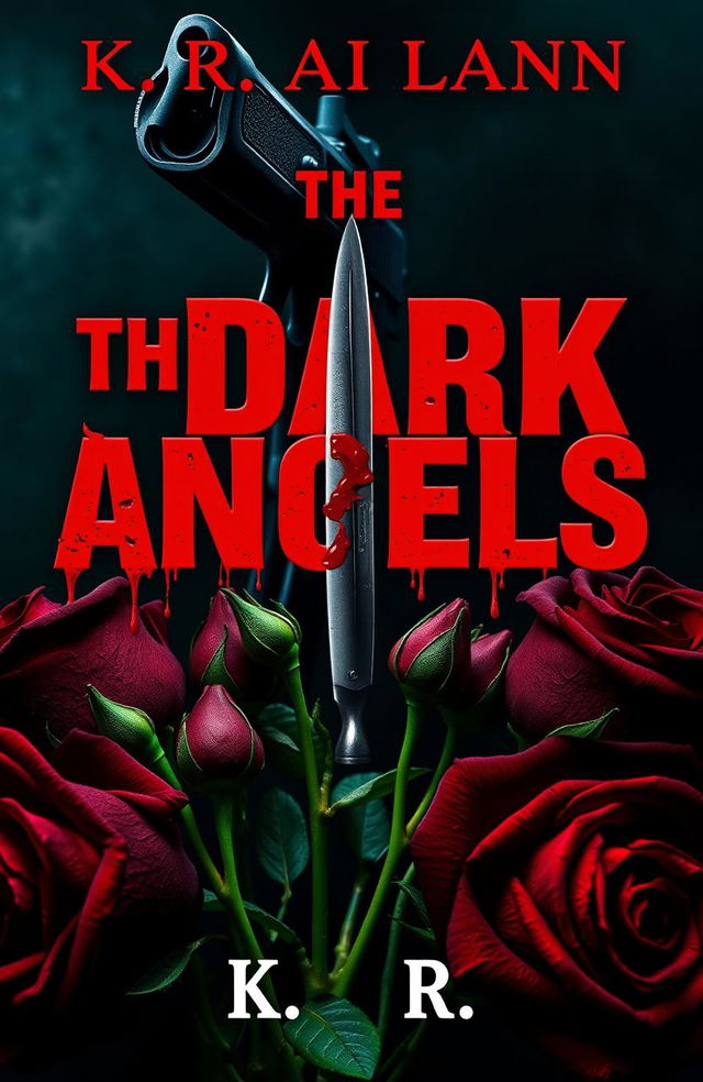 A dramatic and visually striking book cover for 'The Dark Angels' by K