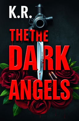 A dramatic and visually striking book cover for 'The Dark Angels' by K