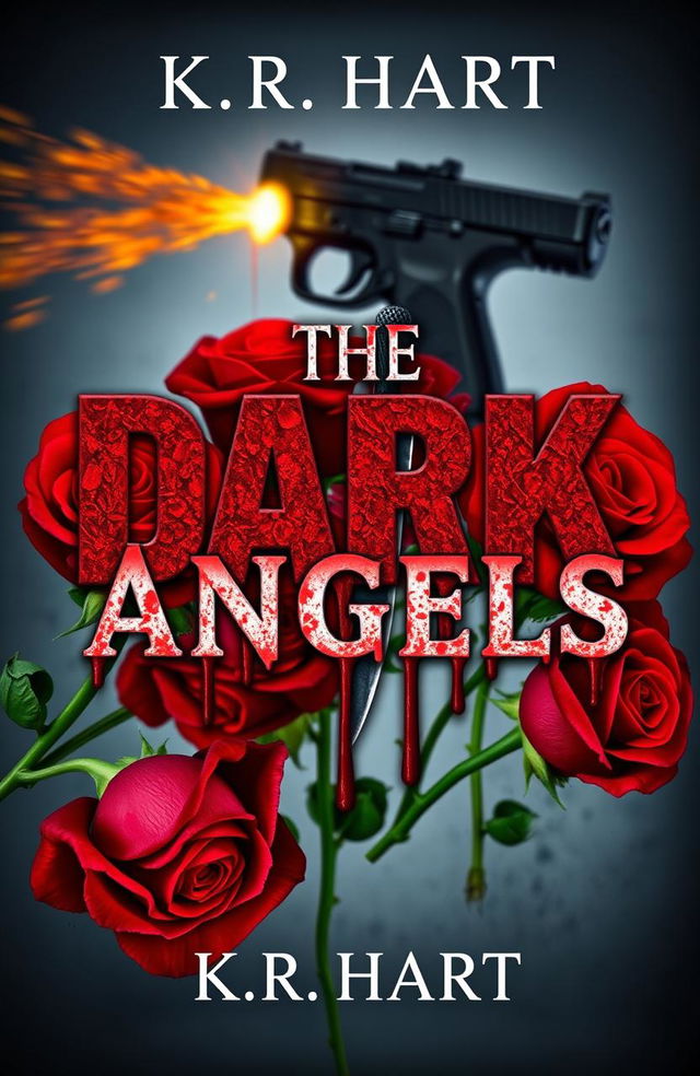 A dramatic book cover design titled 'The Dark Angels' by K