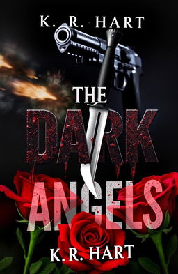 A dramatic book cover design titled 'The Dark Angels' by K