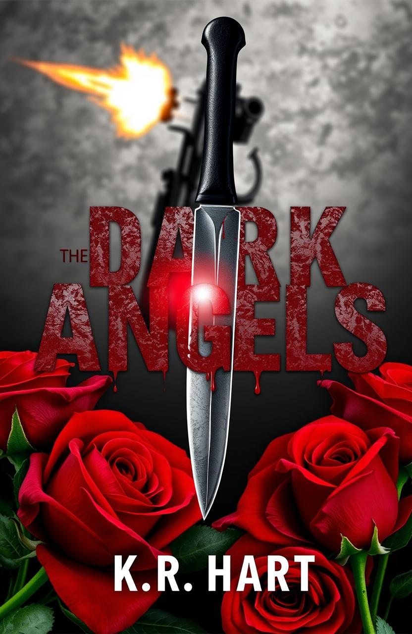 A dramatic book cover design titled 'The Dark Angels' by K