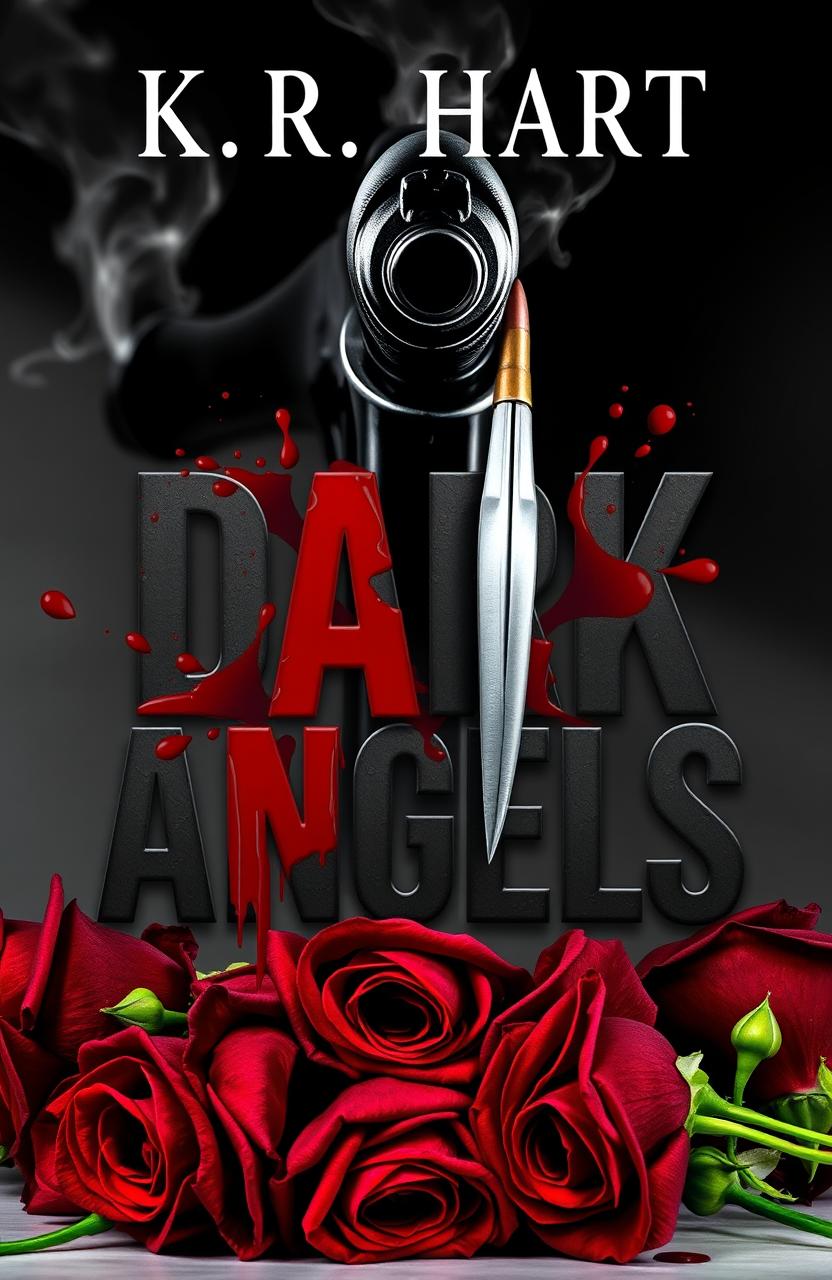 A striking book cover titled "The Dark Angels" by K