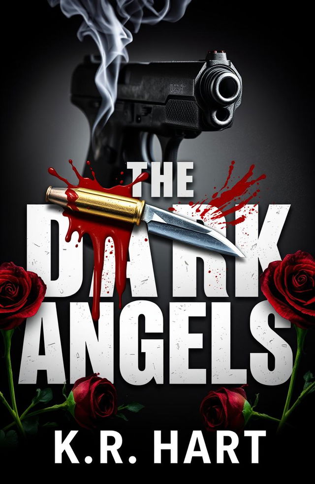 A striking book cover titled "The Dark Angels" by K