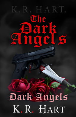 A moody and atmospheric book cover titled 'The Dark Angels' by K