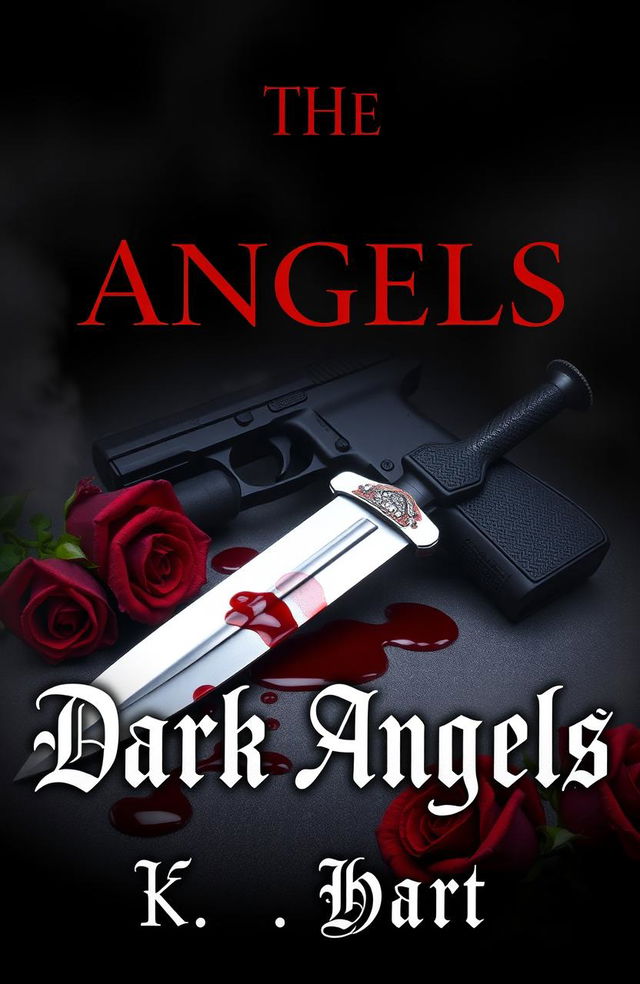 A moody and atmospheric book cover titled 'The Dark Angels' by K