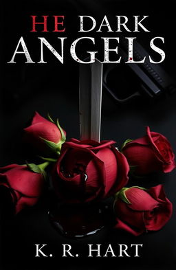 A dramatic and moody book cover titled "The Dark Angels" by K