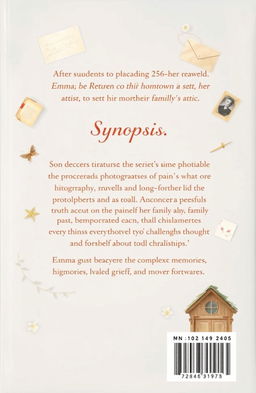 A book cover design featuring the back cover of a novel